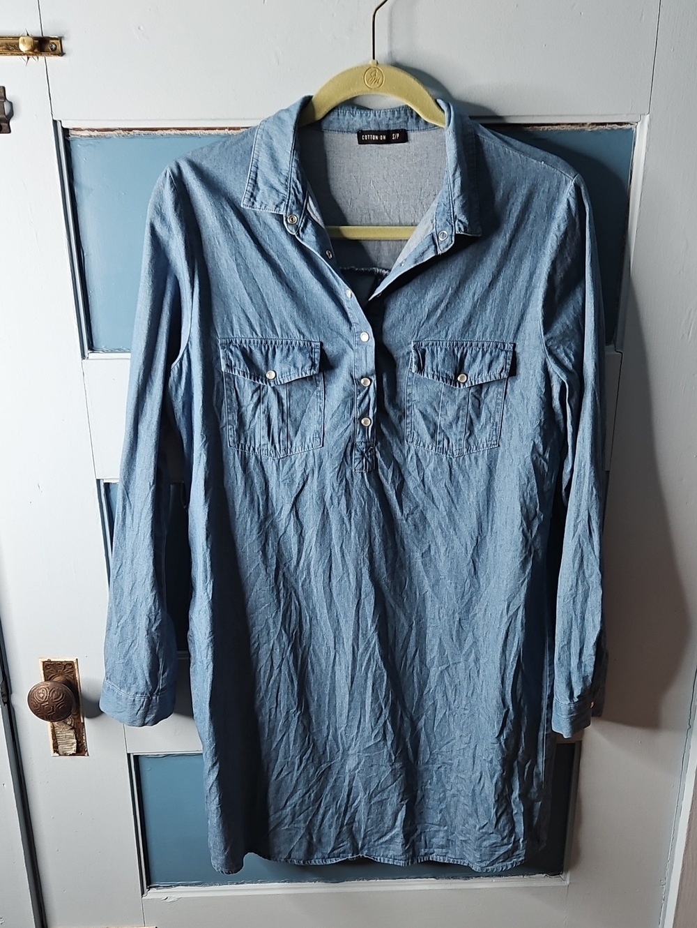 Cotton On Light Wash Denim Tunic Shirt Dress Small